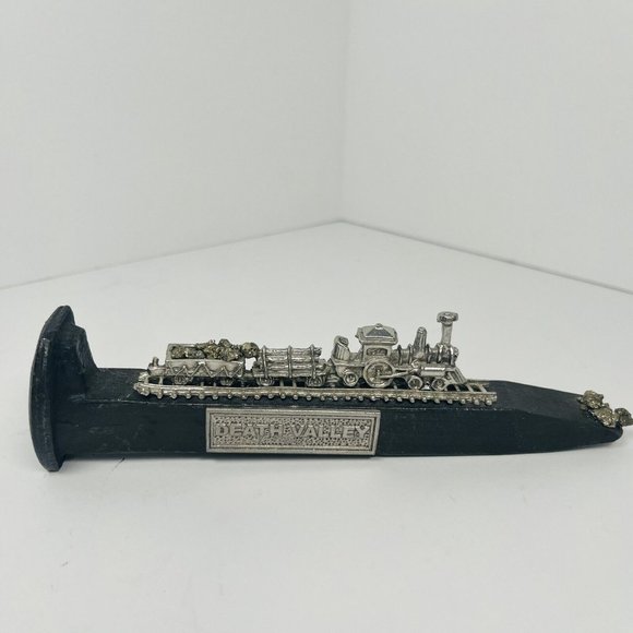 Mini Locomotive Engine Coal Train Track Iron Spike Paperweight Log Railroad Deco - Picture 5 of 10